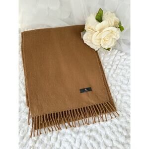 TUMI 100% Baby ALPACA Scarf Camel Tan unisex Fringed Luxurious
